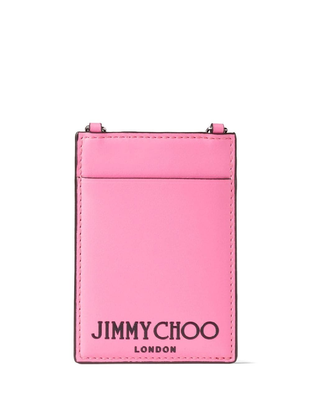 Jimmy Choo Logo-embossed Leather Cardholder In Pink