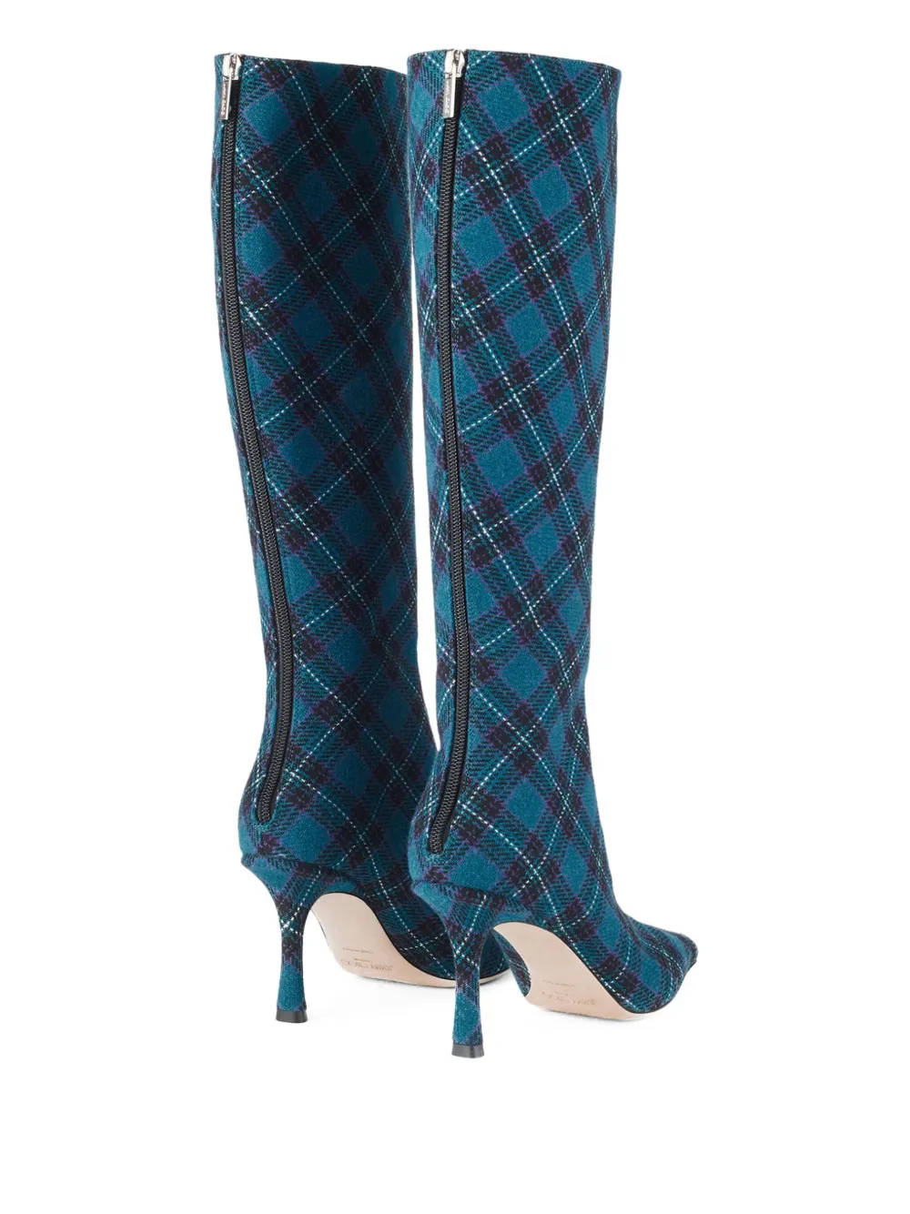 Shop Jimmy Choo Agathe 85mm Check-pattern Boots In Blue