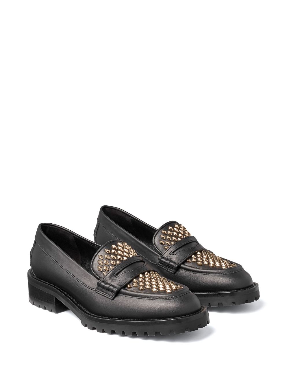 Shop Jimmy Choo Deanna Stud-embellished Loafers In Black