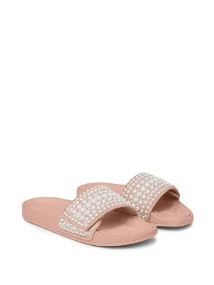【Jimmy Choo】Slipper Diamond Maxi Pearl In Pelle Diamond Maxi/Crystal |Pink Nappa Leather Slipper Trainers
