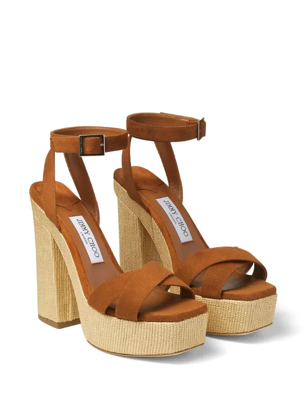 Jimmy Choo 140mm Gaia Platform Sandals | Brown | FARFETCH
