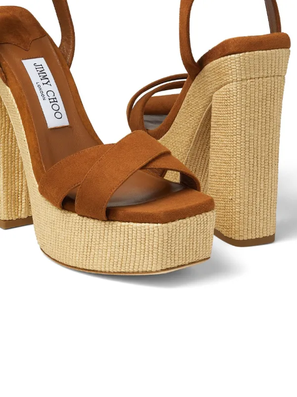 Jimmy Choo 140mm Gaia Platform Sandals | Brown | FARFETCH