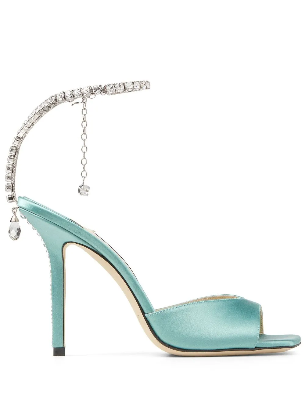 Jimmy Choo Saeda 100 Crystal-embellished Satin Sandals In Green