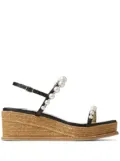 Jimmy Choo Amatuus pearl-embellished 60mm wedge espadrilles - Black