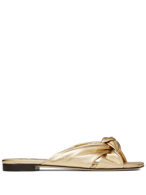 Jimmy Choo Avenue knotted metallic leather sandals