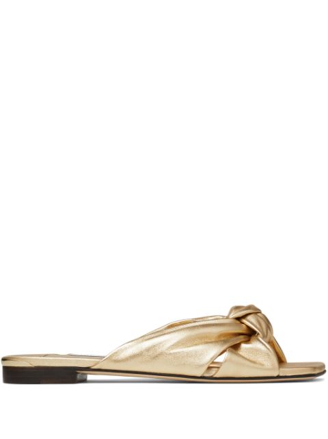 Jimmy Choo Avenue knotted metallic leather sandals Women