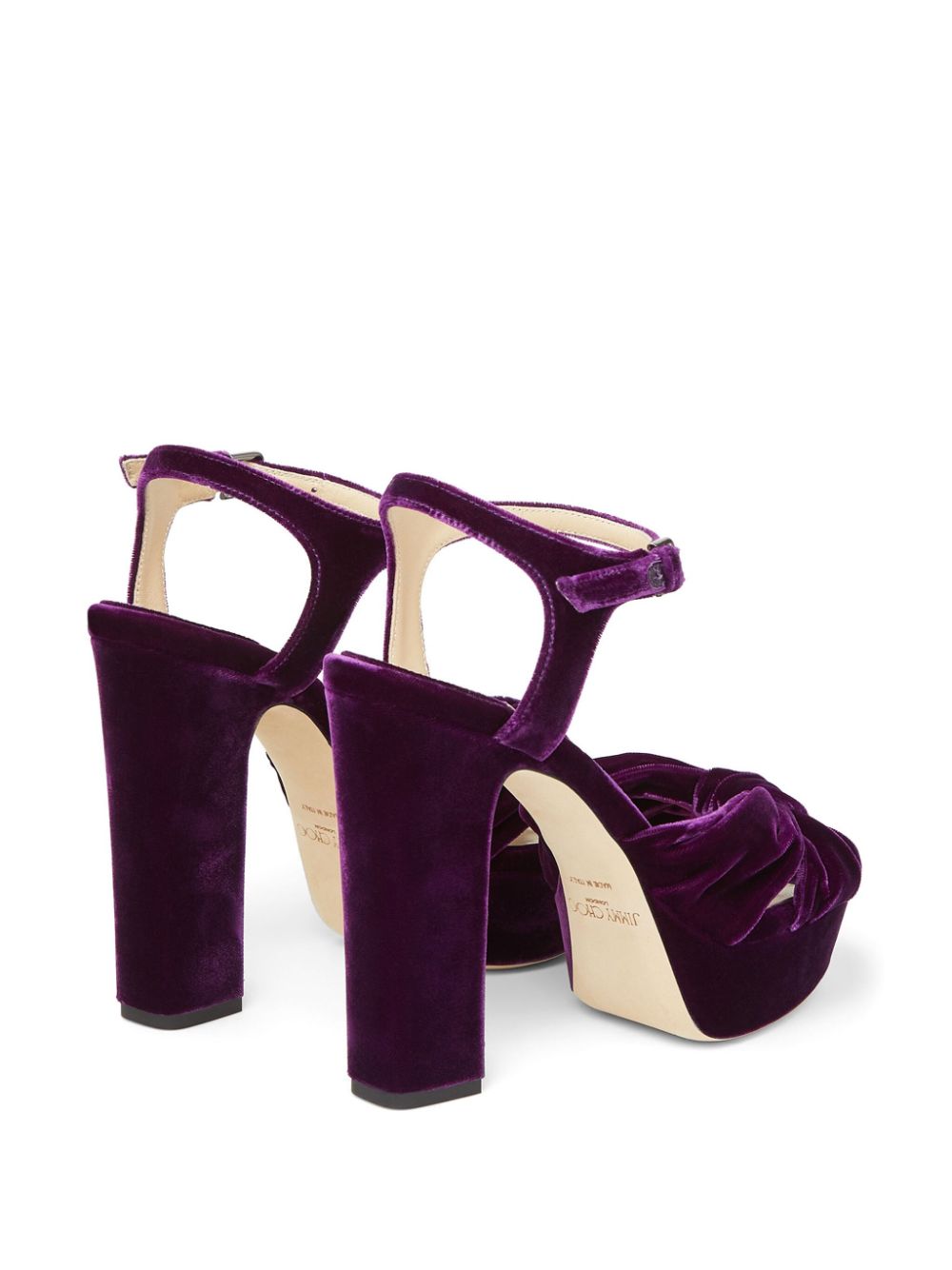 Shop Jimmy Choo Heloise 120mm Velvet Platform Sandals In Purple