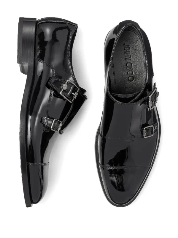 Jimmy Choo Finnion Leather Monk Shoes Black FARFETCH IN