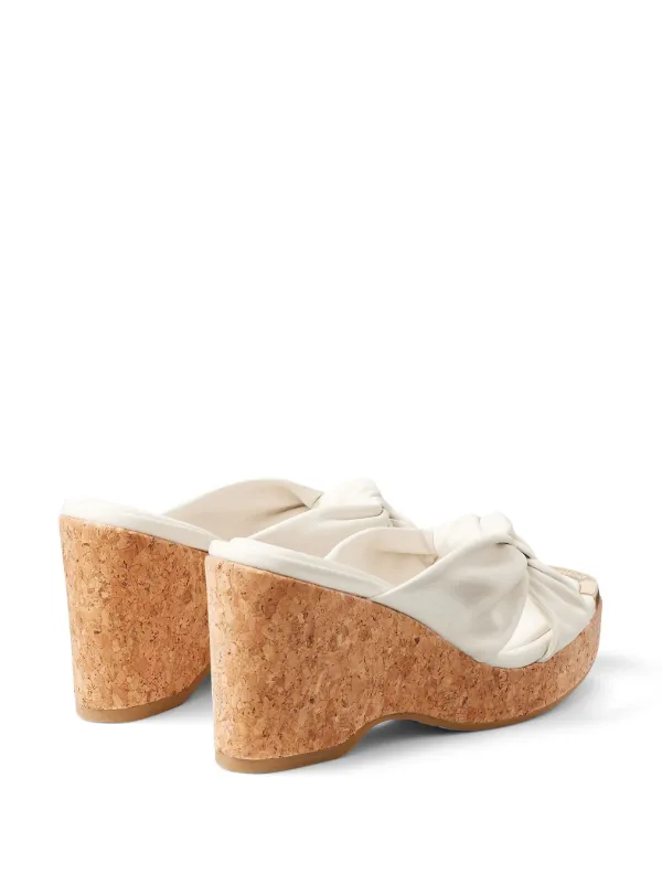 VIP価格*JIMMY CHOO*Avenue コルクヒール ミュール ホワイト Jimmy Choo 95mm Avenue Wedge Sandals | White | FARFETCH
