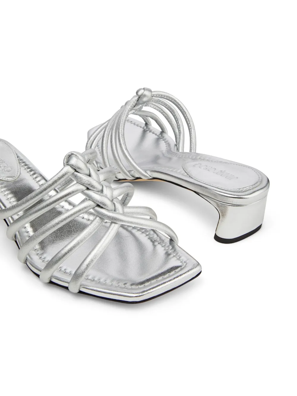 Jimmy Choo Carmel 35mm Metallic Leather Mules In Silver