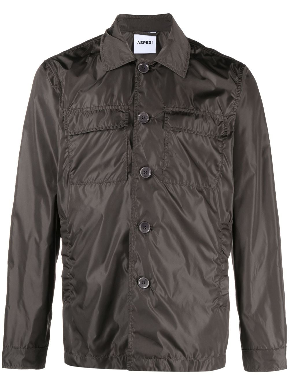 Aspesi Buttoned Long-sleeve Shirt Jacket In Braun