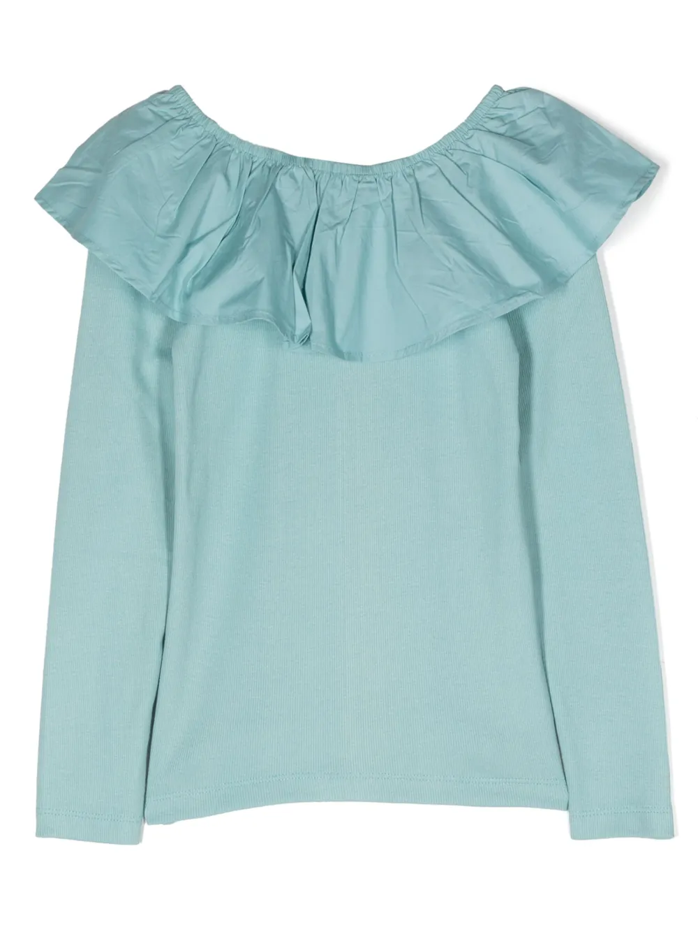 Molo Kids' Renate Ruffle-collar T-shirt In Blue