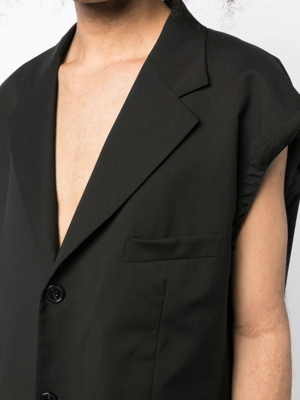 Shop Raf Simons Single-breasted Sleeveless Blazer In Black