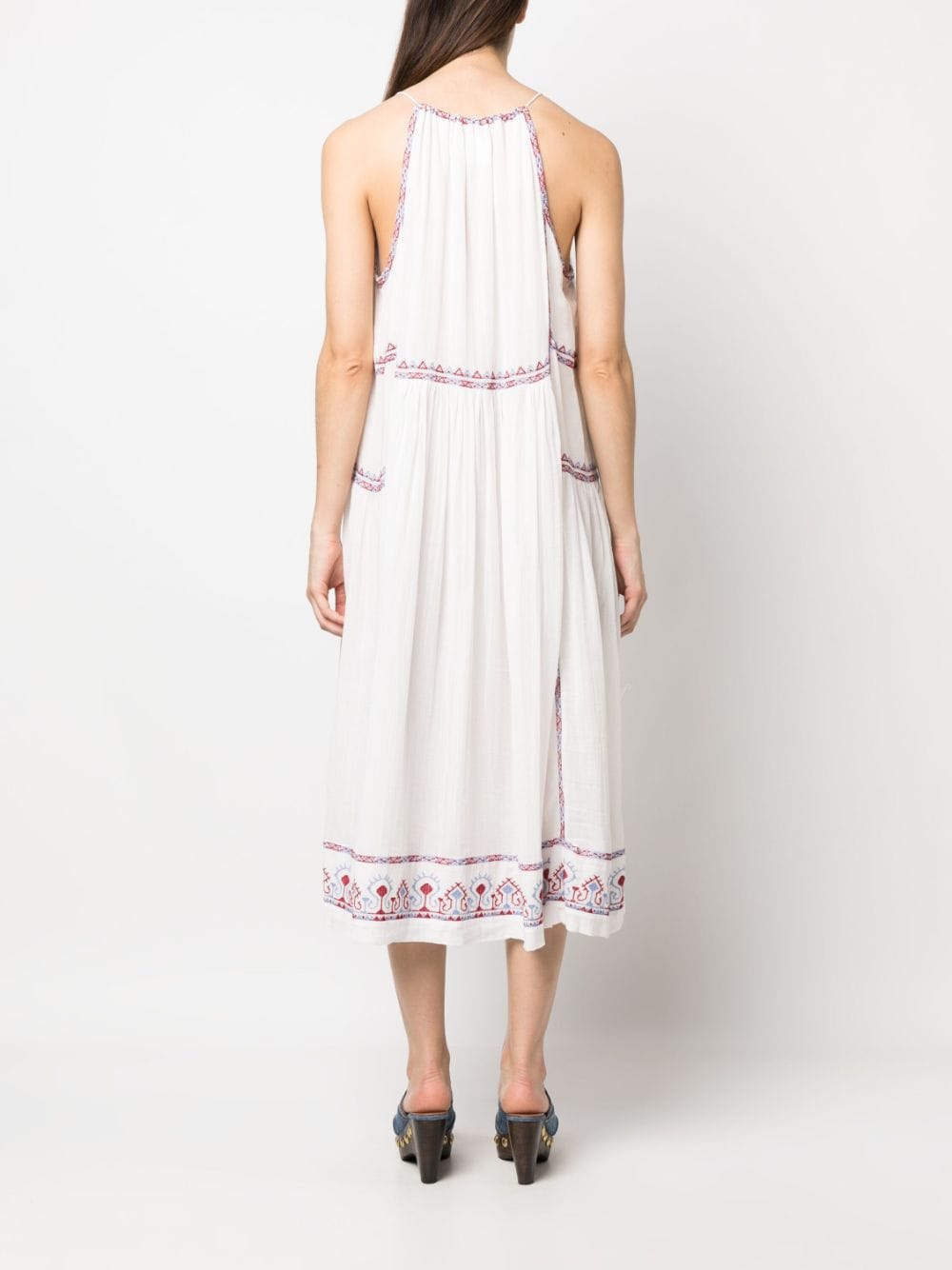 Shop Marant Etoile Embroidered Cotton Dress In White