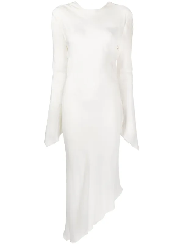 Matriel Asymmetric Backless Sheer Dress - White Matriel Asymmetric Backless Sheer Dress - White