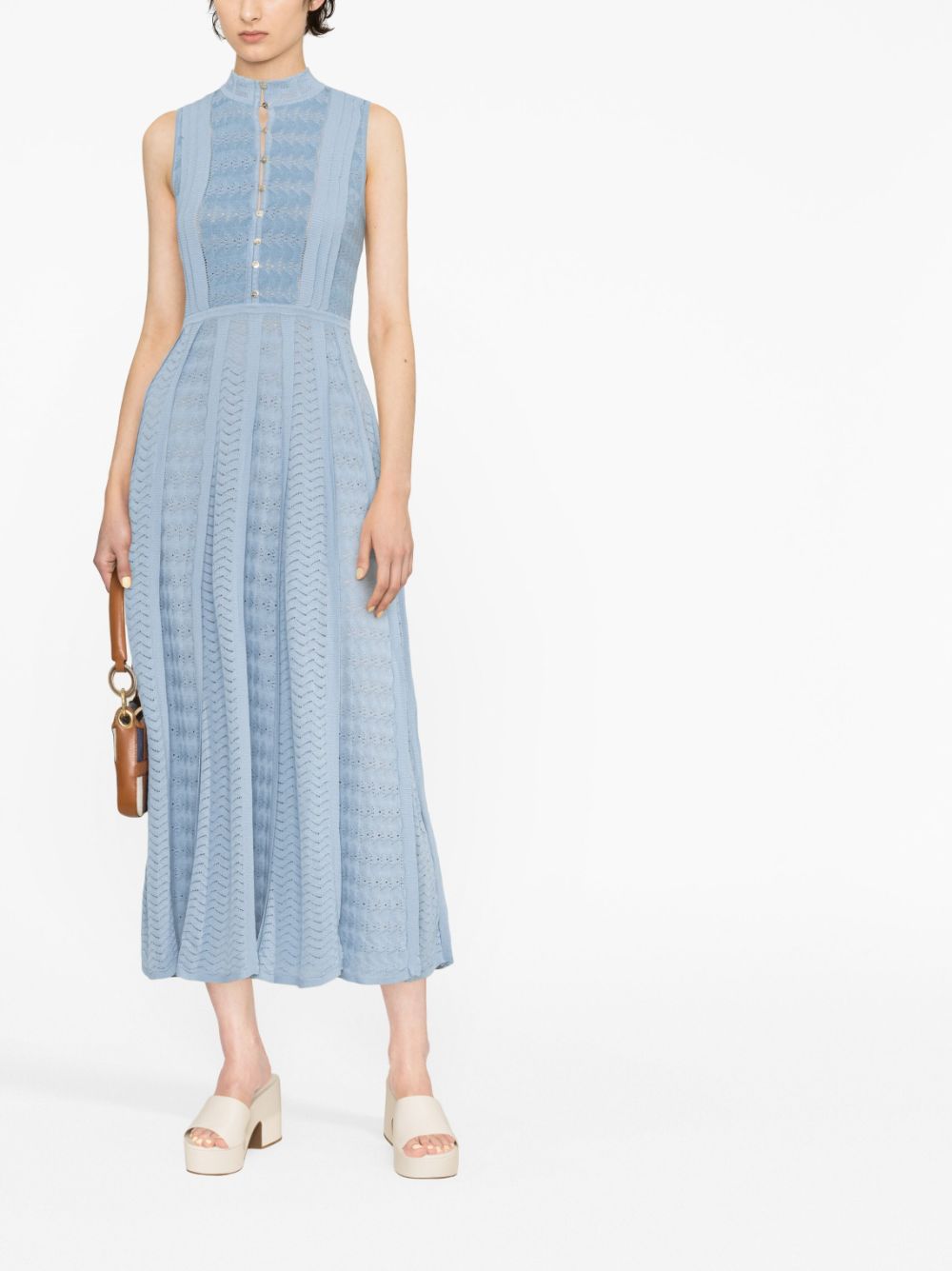 Elisabetta Franchi Gebreide midi-jurk - Blauw