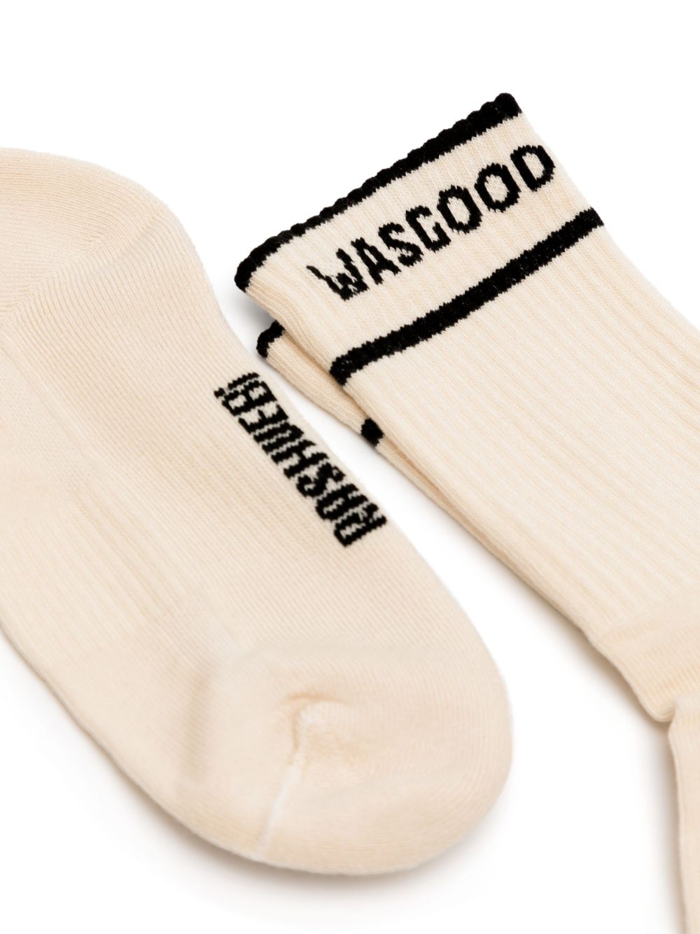 Shop 0711 Three-pack Slogan-print Socks In Neutrals