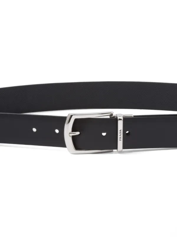 YSL-BLACK LEATHER REVERSIBLE BELT