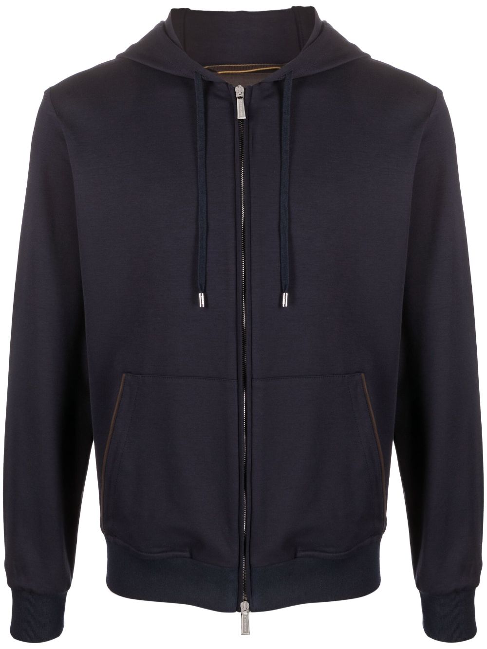 Moorer Drawstring Zip-up Hoodie In Blue