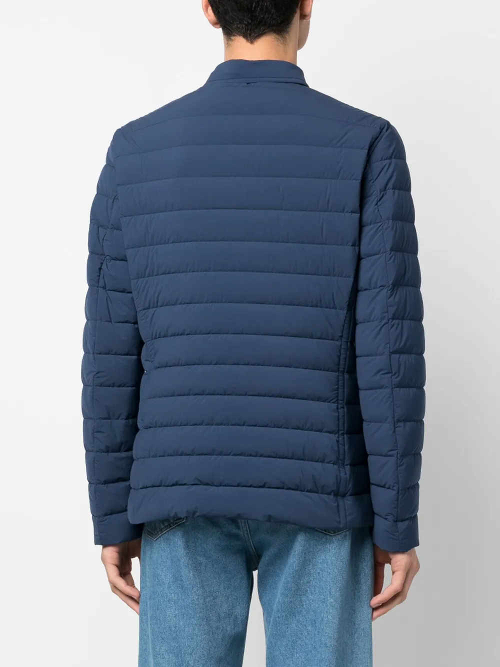 Moorer Quilted-finish Buttoned-up Jacket In Blue