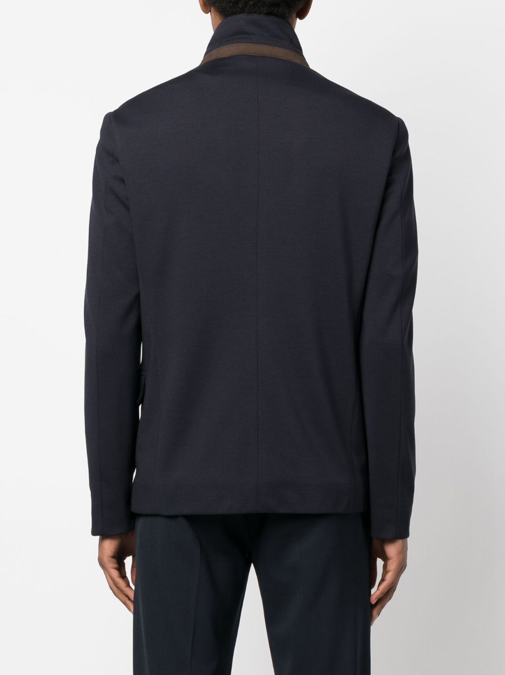 Shop Moorer High-neck Long-sleeve Jacket In Blue