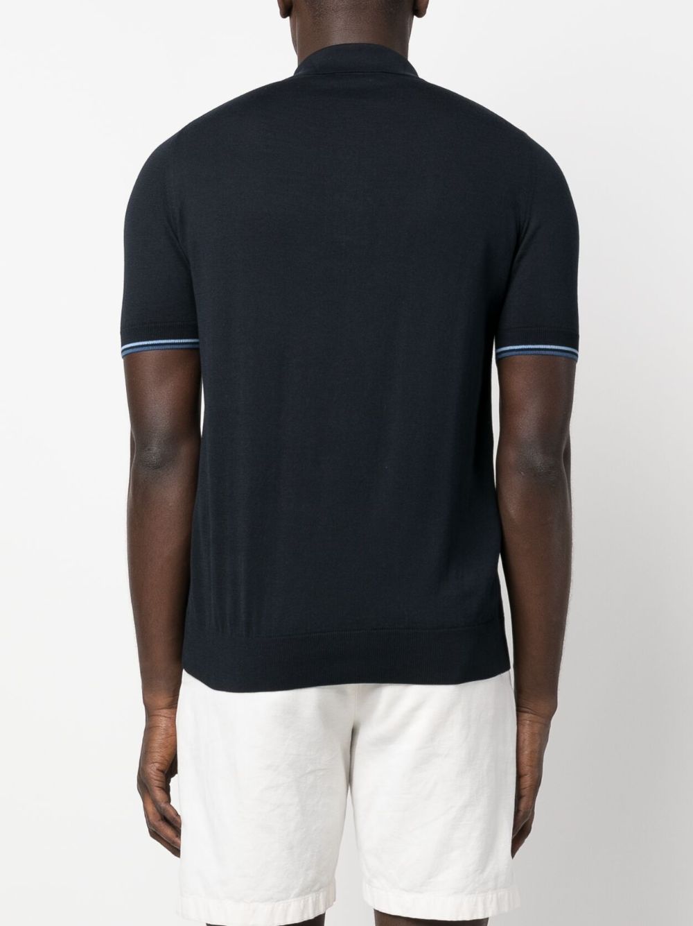 Shop Moorer Gavotti-mll Cotton Polo Shirt In Blue