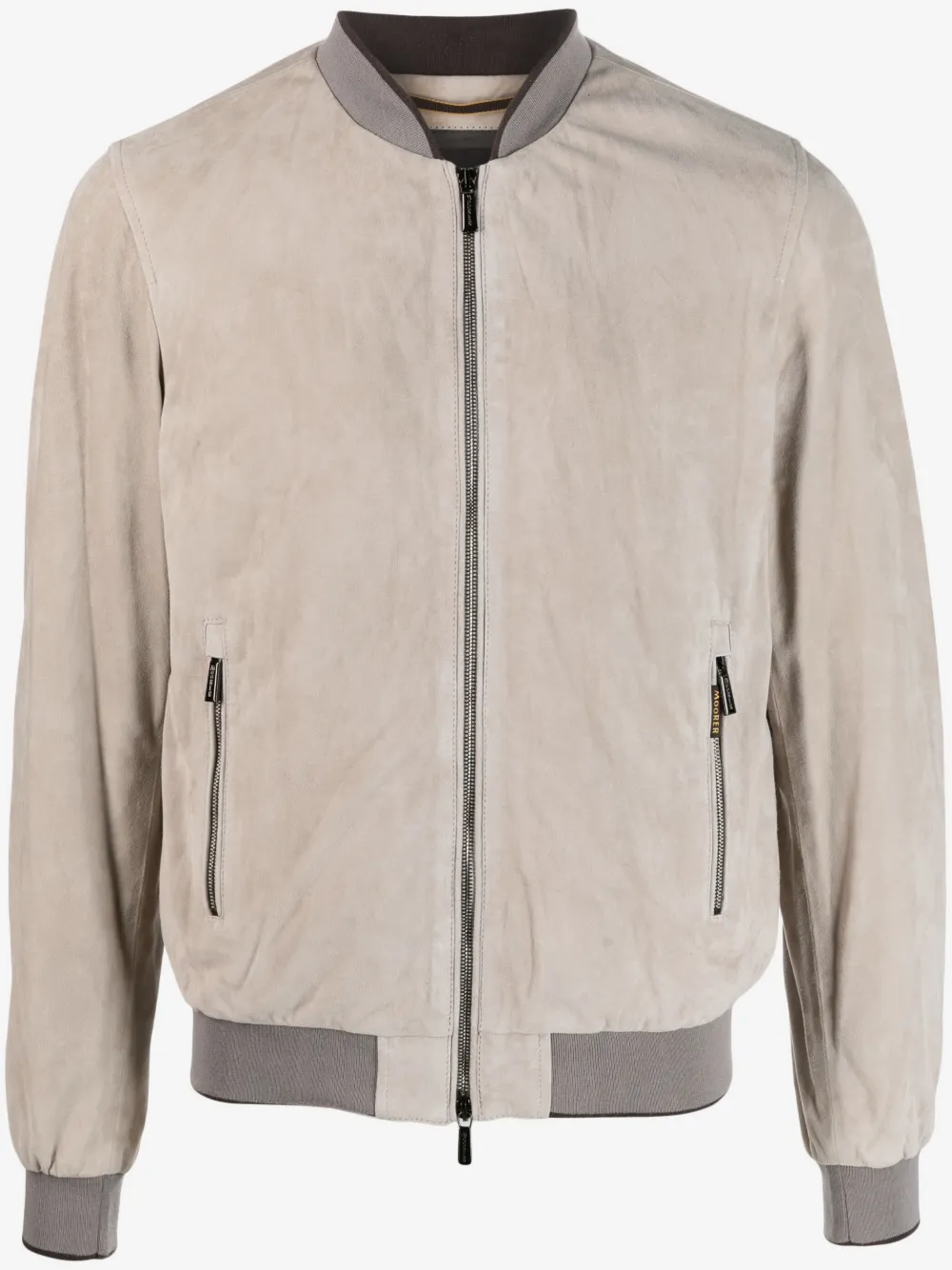 Moorer zip-up leather bomber jacket | Neutrals | Image 1