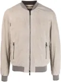 Moorer zip-up leather bomber jacket - Neutrals