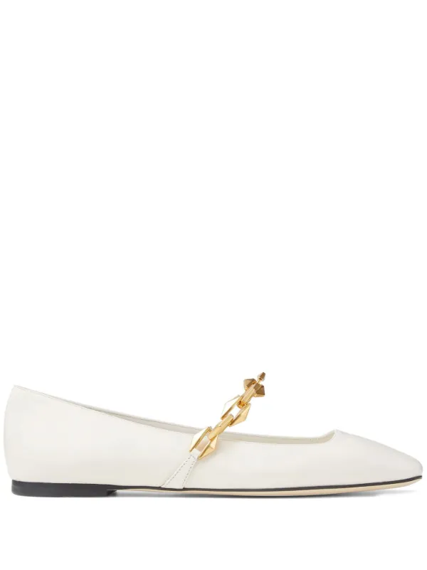 パンプス Jimmy Choo DIAMOND TILDA 85 CLF Pumps cream white leather Jimmy Choo Womens Latte Diamond Tilda Chain-embellished