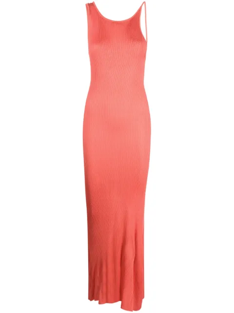 asymmetric ribbed-knit dress