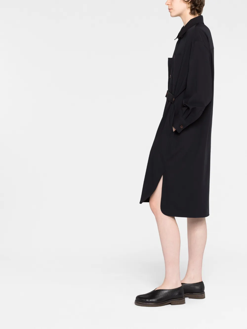 Lemaire Long-sleeve Shirt Dress In Blue