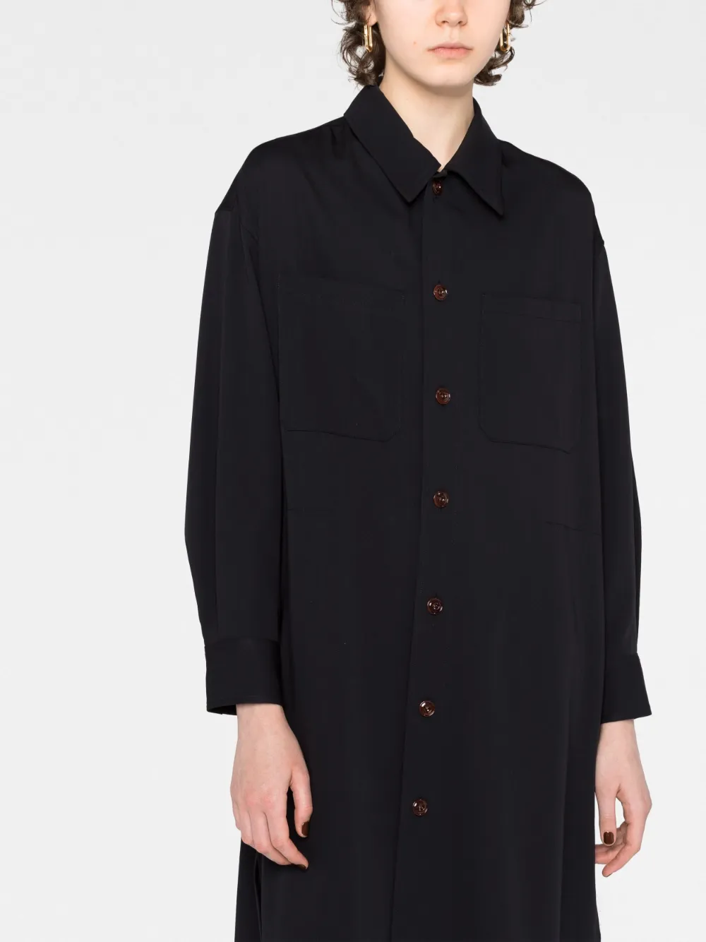 Lemaire Long-sleeve Shirt Dress In Blue
