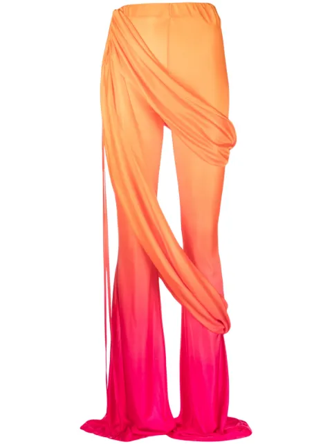 draped layer gradient flare trousers