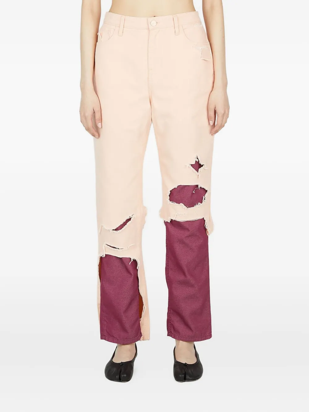 Raf Simons Layered Cotton Jeans In Pink