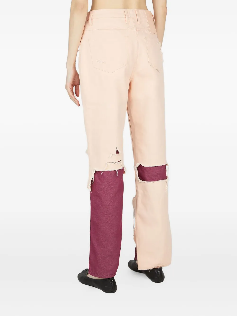 Raf Simons Layered Cotton Jeans In Pink