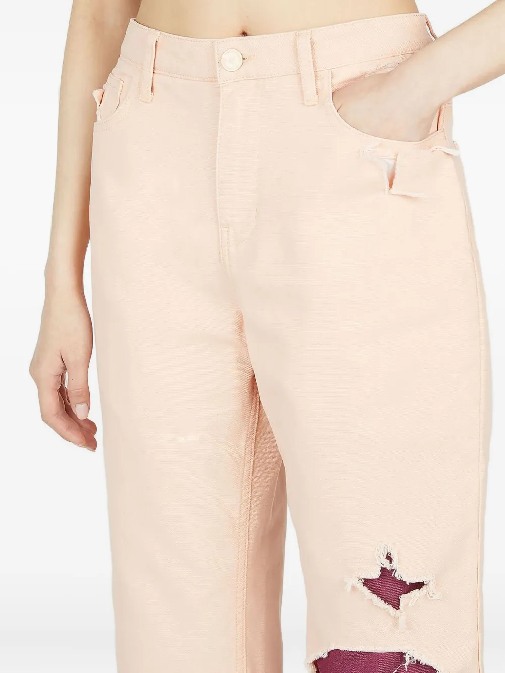 Raf Simons Layered Cotton Jeans In Pink