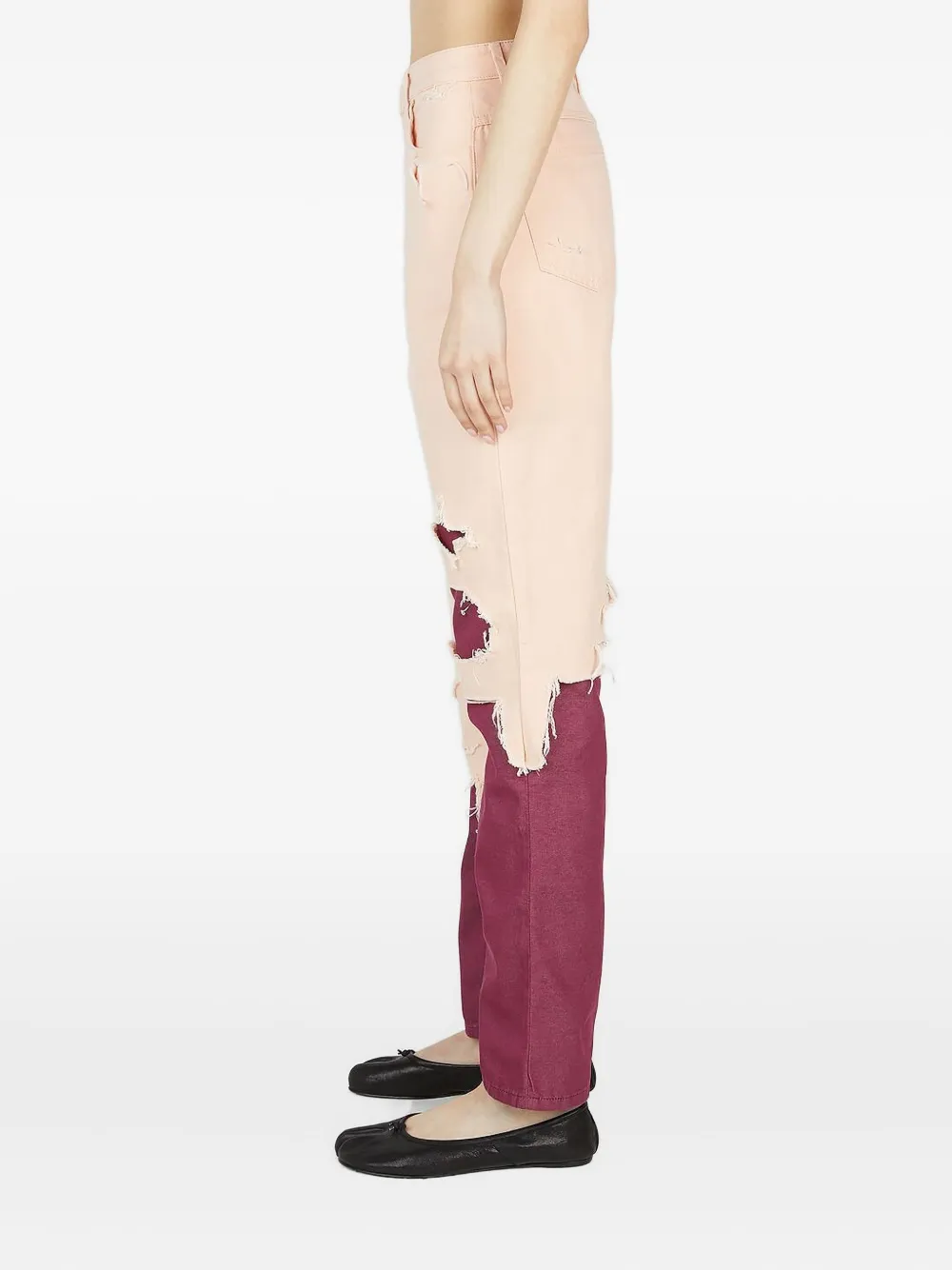 Raf Simons Layered Cotton Jeans In Pink