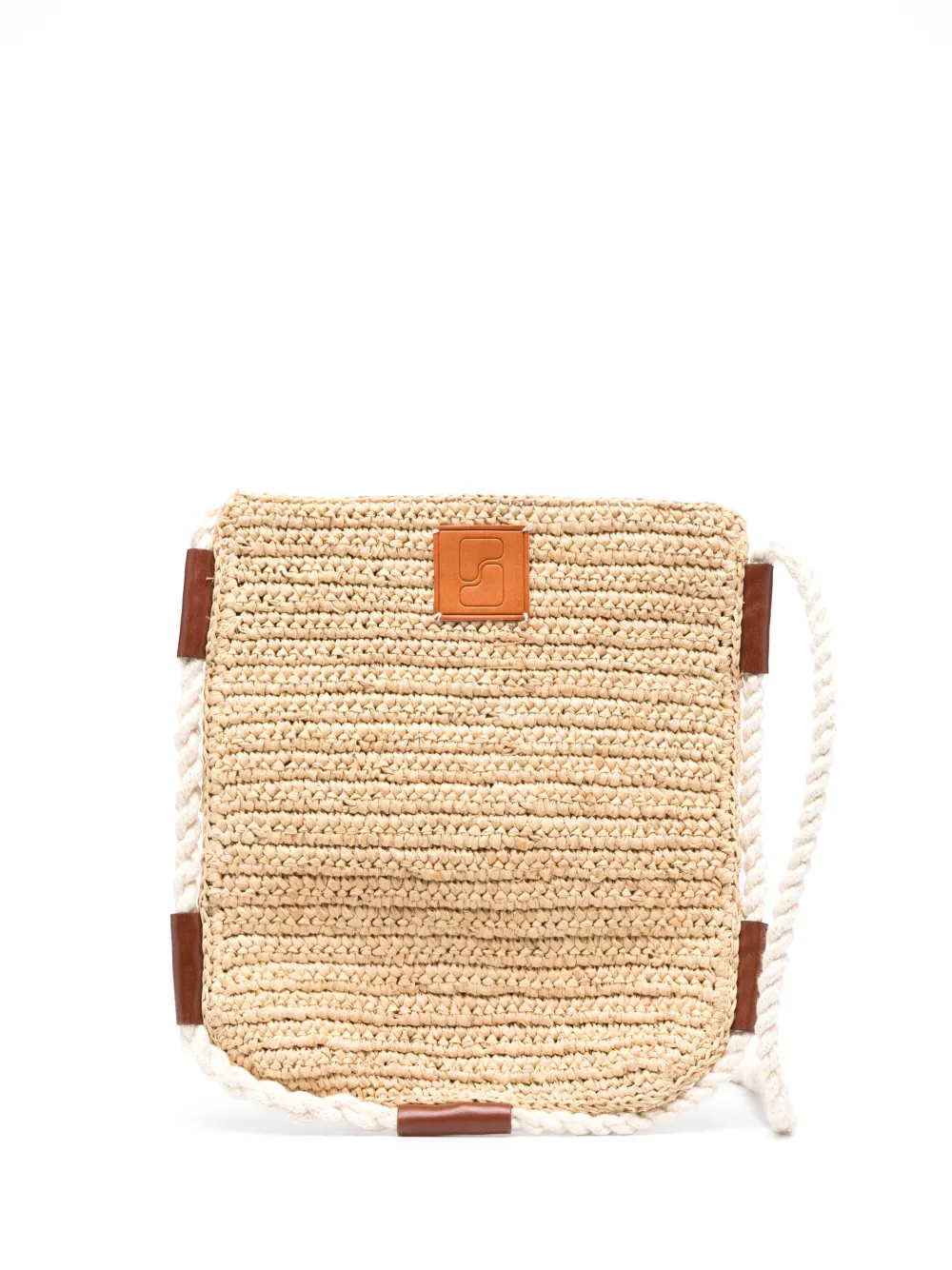 Soeur Logo-patch Braided Tote Bag In Braun