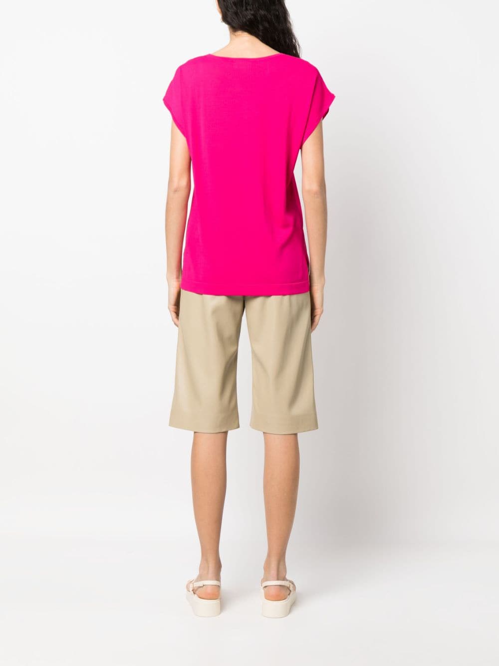 Shop P.a.r.o.s.h U-neck Short-sleeve T-shirt In Rosa