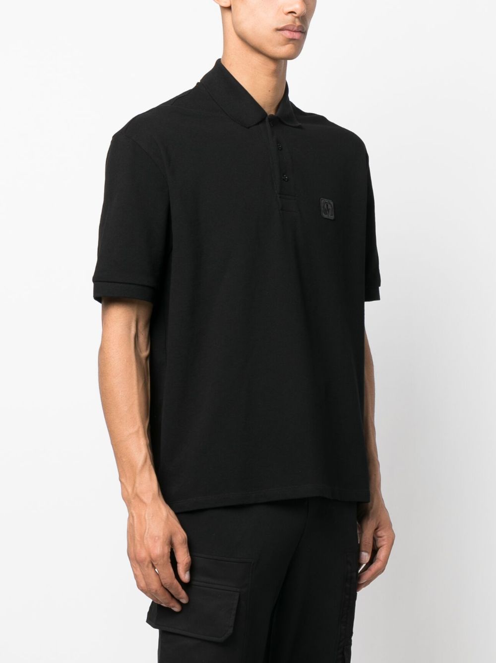 Shop Neil Barrett Logo-appliqué Piqué Polo Shirt In Black