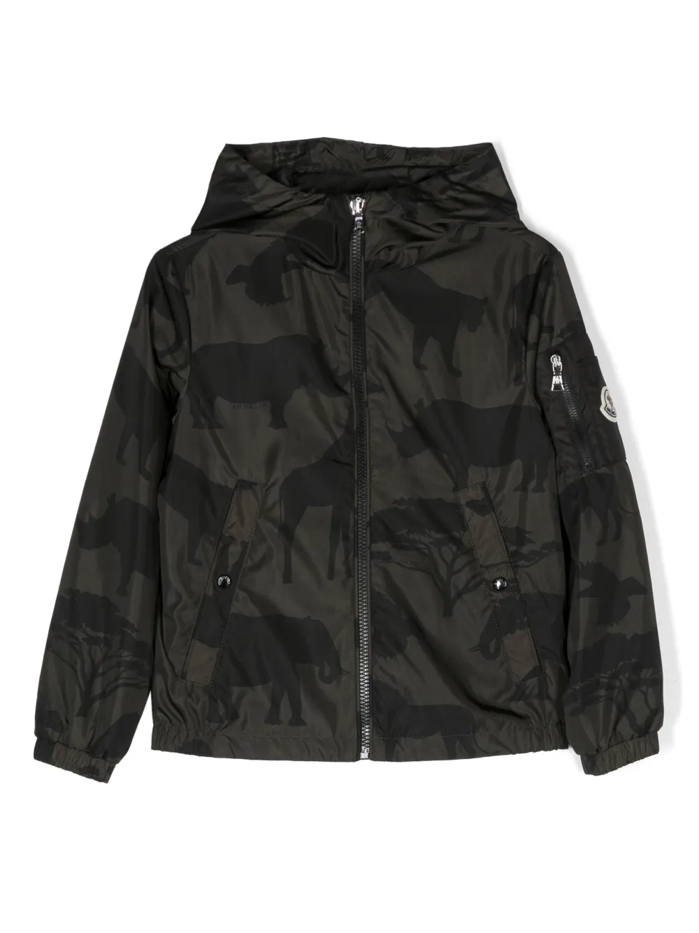 Moncler Enfant rhino-print hooded jacket | Green | Image 1