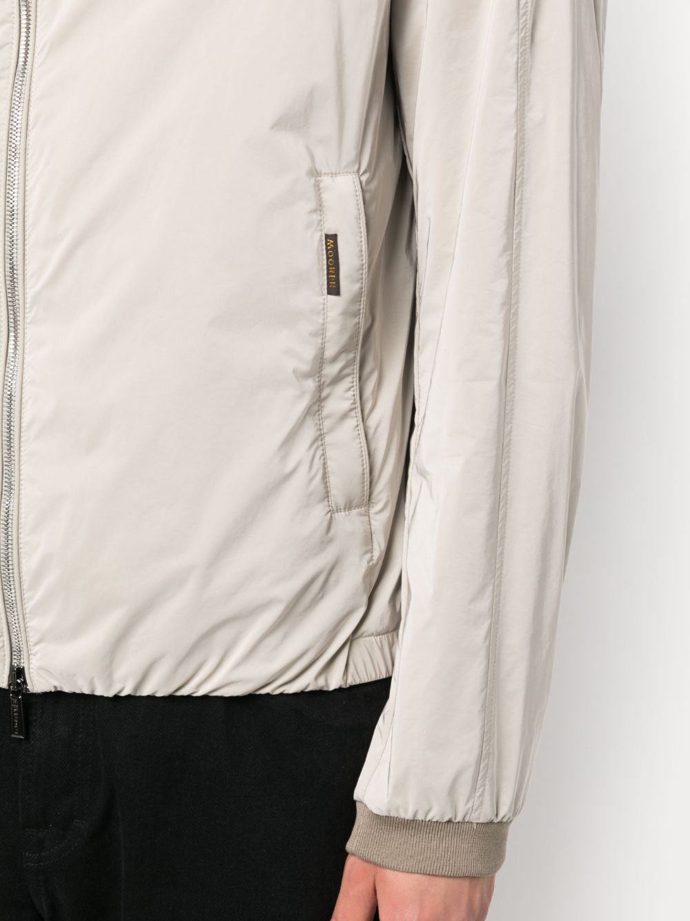 Shop Moorer Logo-tag Zip-up Jacket In Neutrals