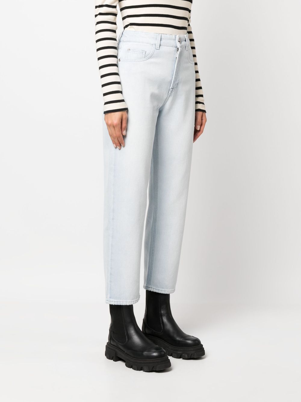 Shop Moorer Phoebe High-rise Cropped Jeans In Blue