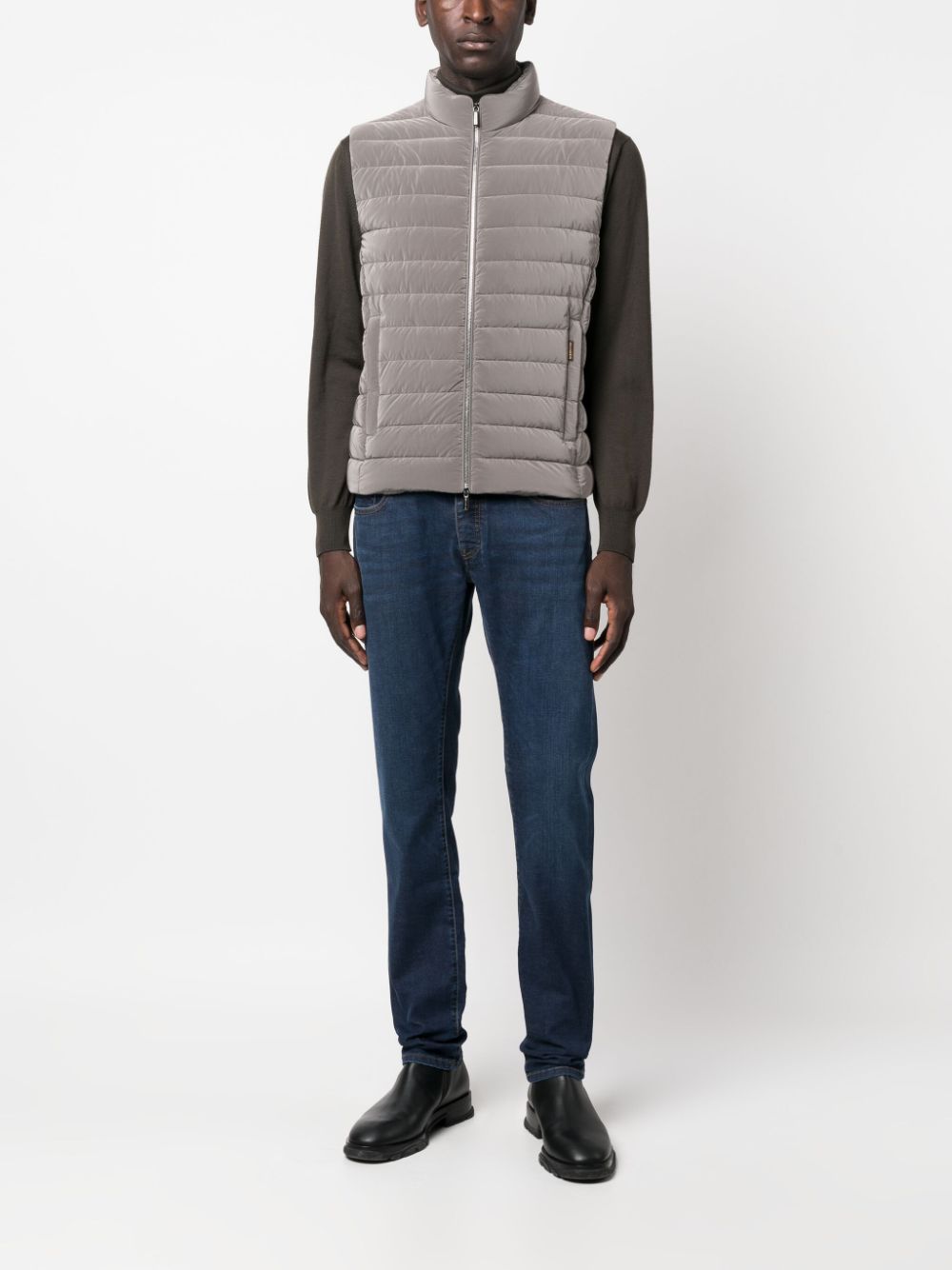 Moorer reflective-effect zip-up gilet - Grijs