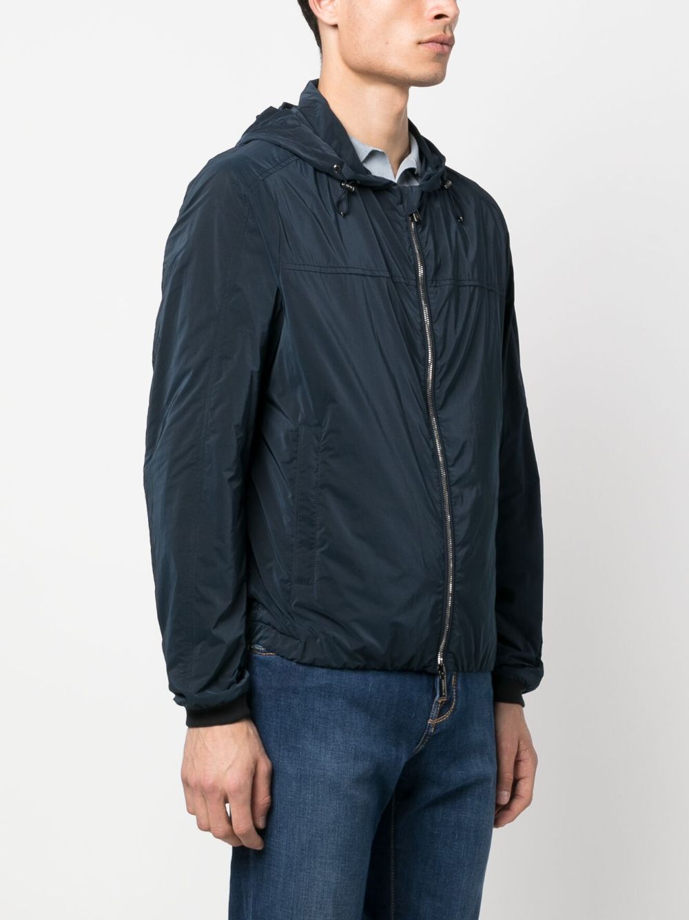Shop Moorer Zip-up Hooded Jacket In Blue