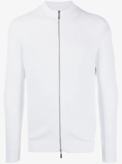 Moorer zip-up ribbed sweatshirt