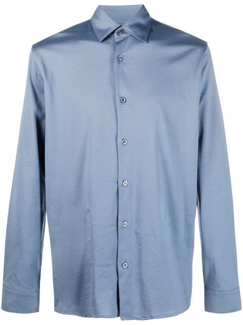 Moorer long-sleeve satin cotton shirt