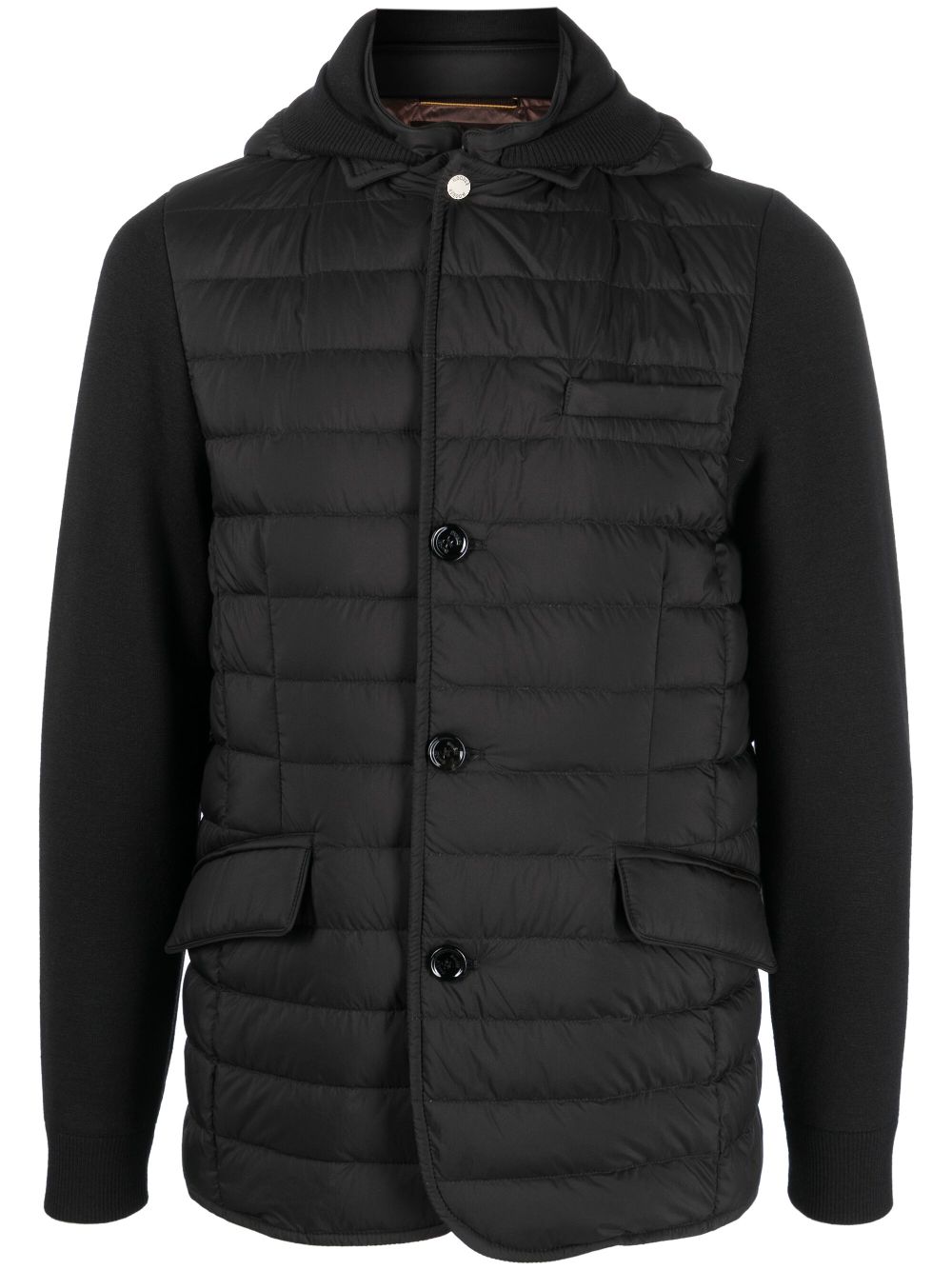 Moorer Massino-s3z Quilted Knitted-mix Jacket In Black