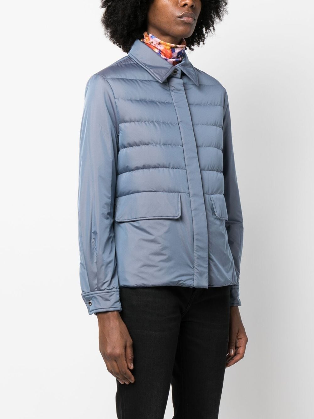 Shop Moorer Spread-collar Quilted Puffer Jacket In Blue