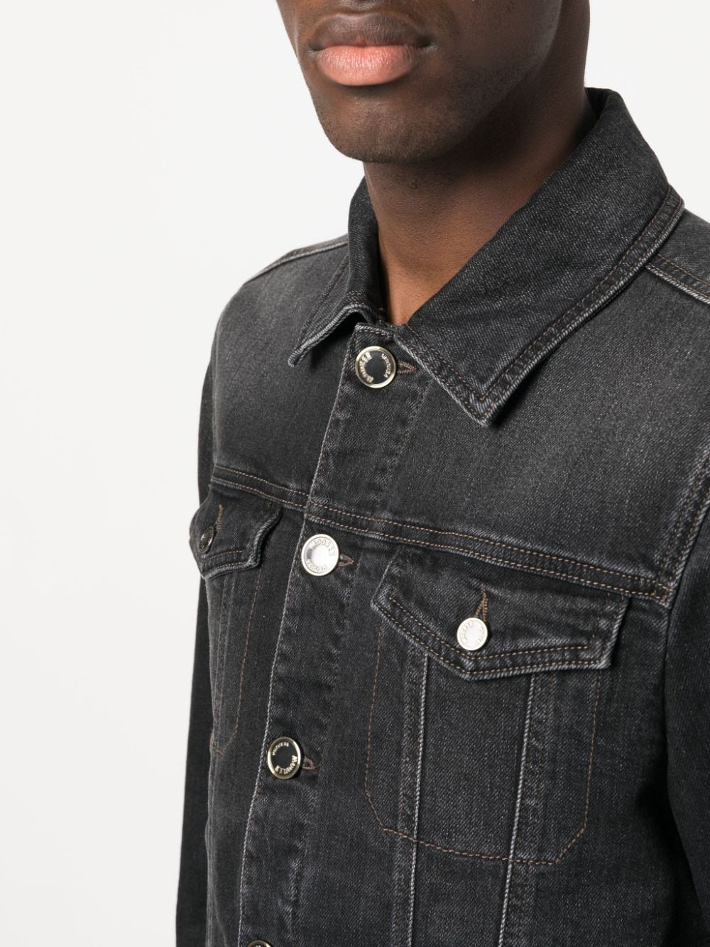 Shop Moorer Lovere-106 Denim Shirt Jacket In Black